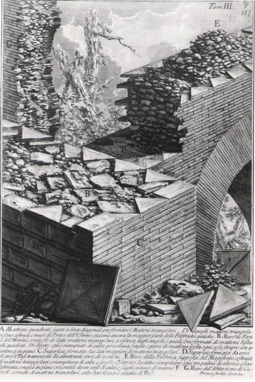 mura dei portici dell'ustrino (stampa, serie) di Piranesi Giovanni Battista